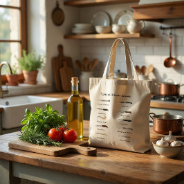 Bolsa Tote Saco de Compras Tipos de Facas Italianas