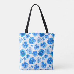 Bolsa Tote Saco de cor da água de flor azul tranquila