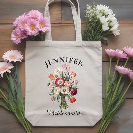 Bolsa Tote Saco de Damas de Honra com Flores Silvestres Perso
