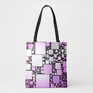 Bolsa Tote Saco de Dança Rosa e Branco Quadrado