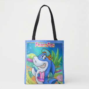 Bolsa Tote Saco de desenho animado com tubarão de praia de d