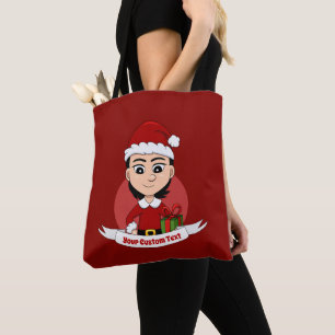 Bolsa Tote Saco de desenho animado da menina de Natal