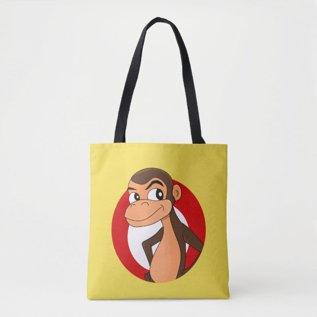 Bolsa Tote Saco de desenho animado de chimp (Frente)
