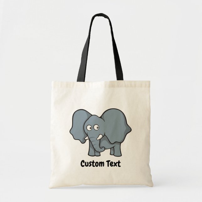 Bolsa Tote Saco de desenho animado de elefante cinza (Frente)