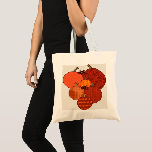 Bolsa Tote Saco de design de abóbora de outono. (Frente (produto))