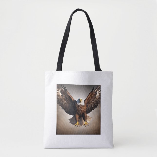 Bolsa Tote Saco de Design de Águia Voadora Majestosa. (Frente)