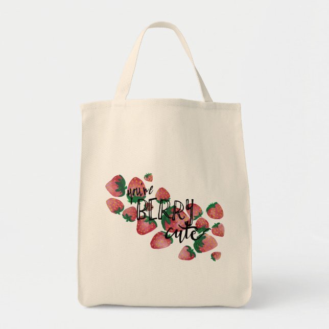Bolsa Tote Saco de Design de Aquarela, Berry Cute (Frente)