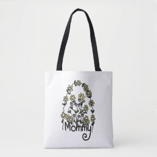 Bolsa Tote Saco de Design Floral Desenhado e Mão mamãe