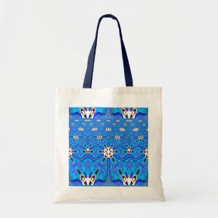 Bolsa Tote saco de design geométrico branco/azul