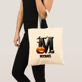 Bolsa Tote Saco de doces de Halloween fofo M inicial truque o