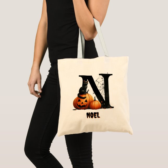 Bolsa Tote Saco de doces de Halloween fofo para doces ou trav (Frente (produto))