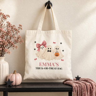 Bolsa Tote Saco de Doces Personalizado Rosa Fantasma
