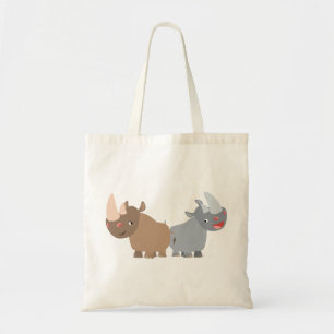 Bolsa Tote Saco de dois Rhinos dos desenhos animados