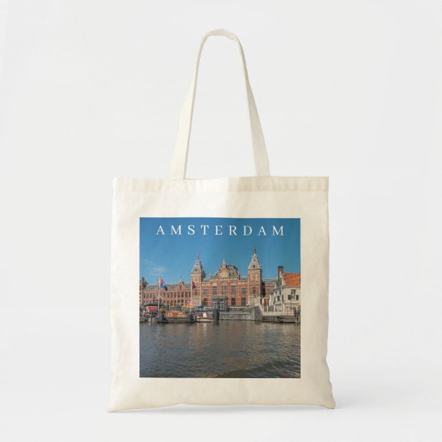 Bolsa Tote Saco de exibição da estação central de Amsterdã (Frente)