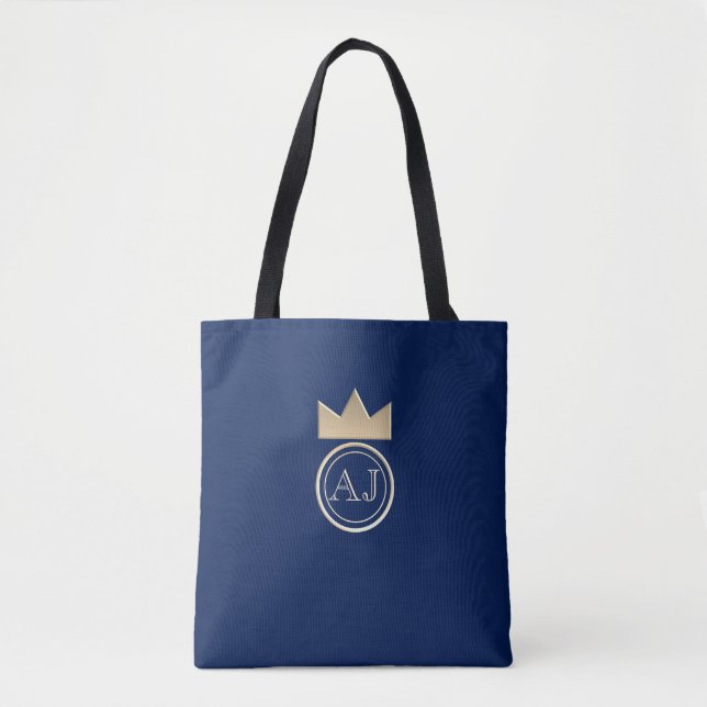 Bolsa Tote Saco de Favor de Casamento Azul Marinho (Frente)