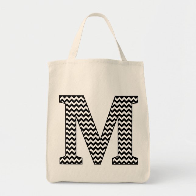 Bolsa Tote Saco de ferramentas monograma "M", em forma de cav (Frente)