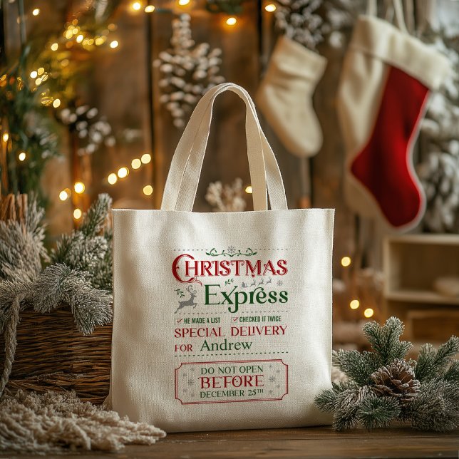 Bolsa Tote Saco de ferramentas personalizado de Natal Express (Holiday Personalized Christmas Express Tote Bag)