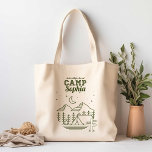 Bolsa Tote Saco de Festa de solteira de acampamento<br><div class="desc">O favor perfeito para a sua festa de solteira. Este design apresenta um design de campismo retrô com fontes modernas e antigas. Clique no botão "Personalizar" - em seguida,  "Clique para personalizar mais" para começar com seu layout! Veja a coleção inteira para mais itens correspondentes!</div>