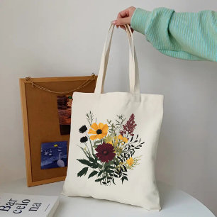 Bolsa Tote Saco de Flores Silvestres, Presente Floral de Aniv