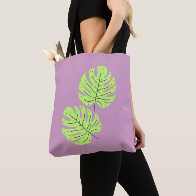 Bolsa Tote Saco de Folhas Verdes (Close Up)