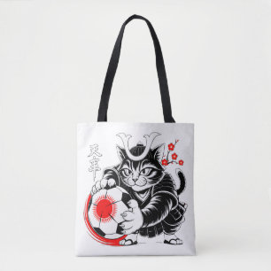 Bolsa Tote Saco de Futebol de Gato Samurai para Compras e Uso