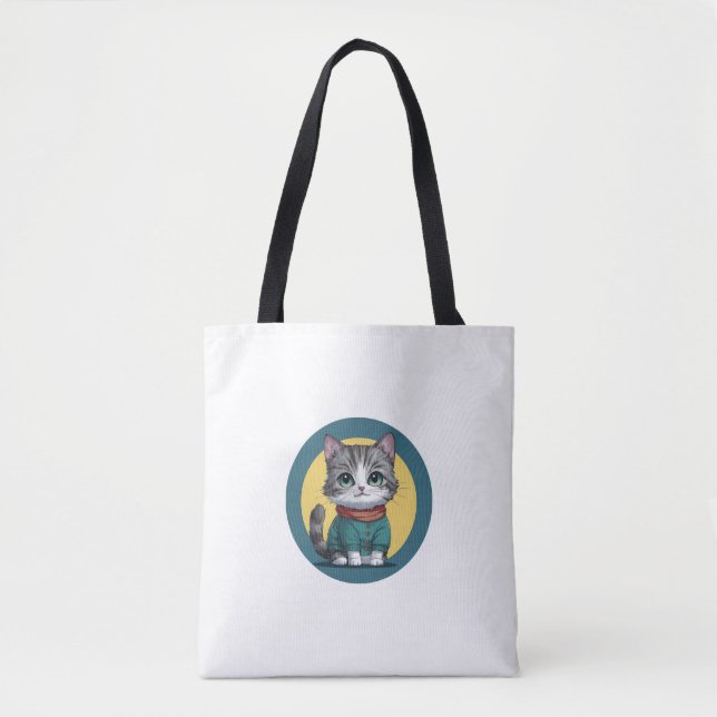 Bolsa Tote Saco de gato vestindo roupas bonitas (Frente)
