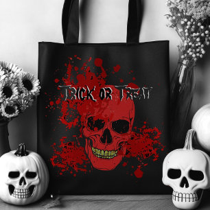 Bolsa Tote Saco de Halloween Caveira Sangrenta para Doces ou