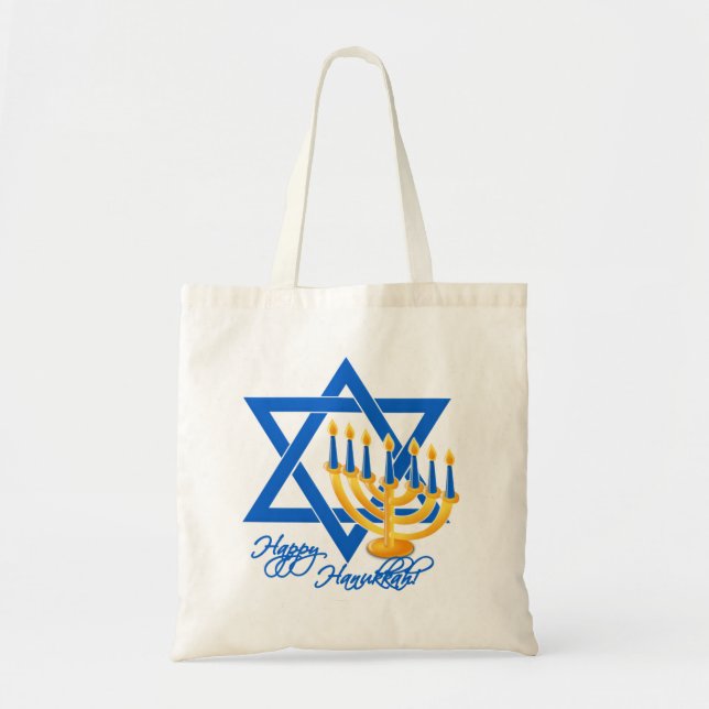Bolsa Tote Saco de Hanukkah - escolha o estilo & a cor (Frente)