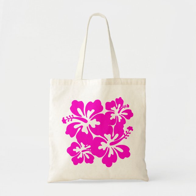 Bolsa Tote Saco de Hibiscus Rosa Tropical (Frente)