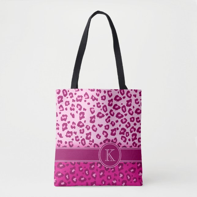 Bolsa Tote Saco de impressão animal rosa-quente com impressão (Frente)