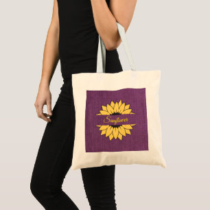 Bolsa Tote Saco de impressão de Tota de girassol roxo person