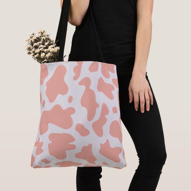 Bolsa Tote Saco de Impressão de Vaca Rosa (Close Up)