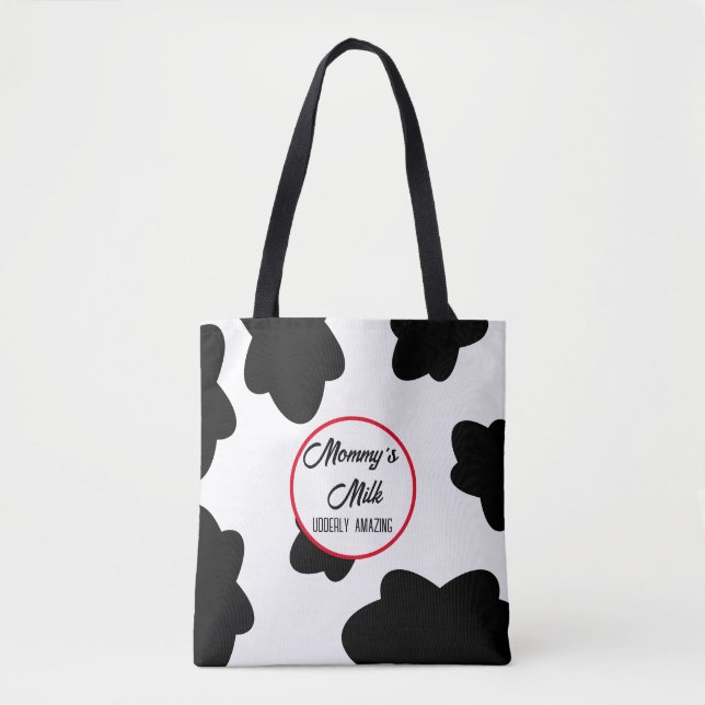 Bolsa Tote Saco de impressão de vaca “Udderly Amazing” (Frente)