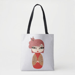 Bolsa Tote Saco de Kokeshi Doll