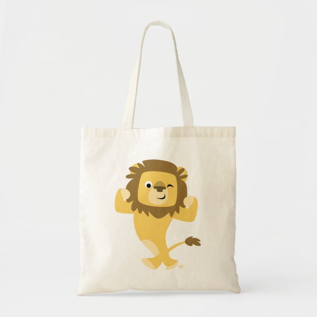 Bolsa Tote Saco de Leão de Cartoon Forte e Bonito (Frente)