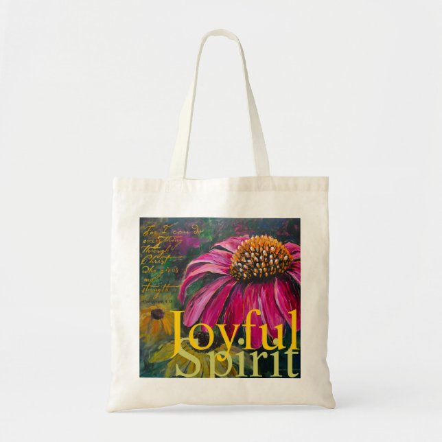 Bolsa Tote Saco de livro alegre de Coneflower do espírito (Frente)