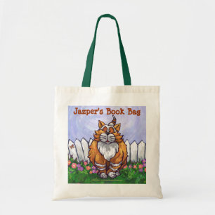 Bolsa Tote Saco de livro bonito do gato do gengibre