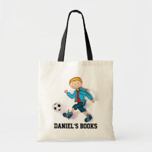 Bolsa Tote Saco de livro da biblioteca do futebol dos meninos