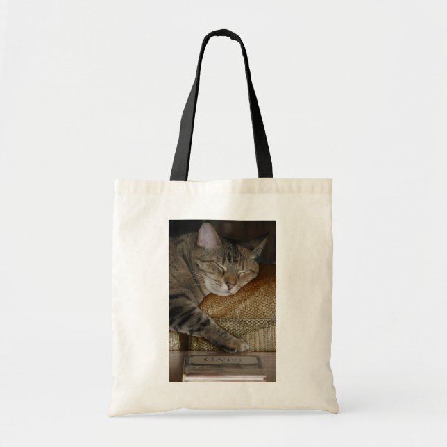 Bolsa Tote Saco de livro sonolento do gatinho (Frente)