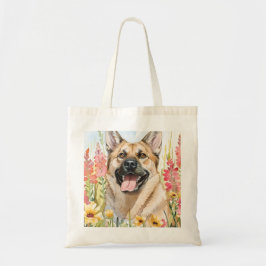 Bolsa Tote Saco de Lona com Estampa de Elkhound Norueguês em 