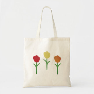 Bolsa Tote Saco de lona com estampa de tulipa impressa à mão
