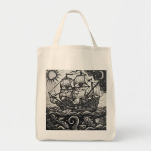 Bolsa Tote Saco de Lona de Barco de Madeira Náutica