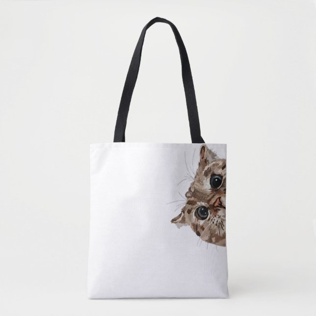 Bolsa Tote Saco de Lona de Gato Engraçado (Frente)