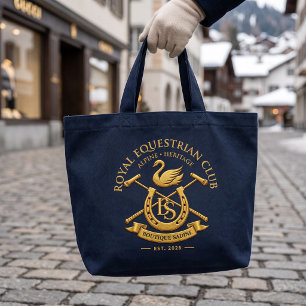 Bolsa Tote Saco de Lona Natural Royal Equestrian Club   Qu