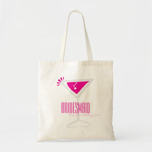 Bolsa Tote Saco de lona para damas de honra com taça de Pink 