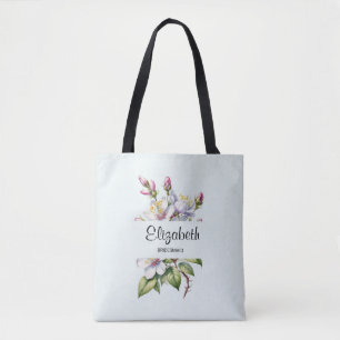 Bolsa Tote Saco de Madrinha com Desenho Floral Delicado
