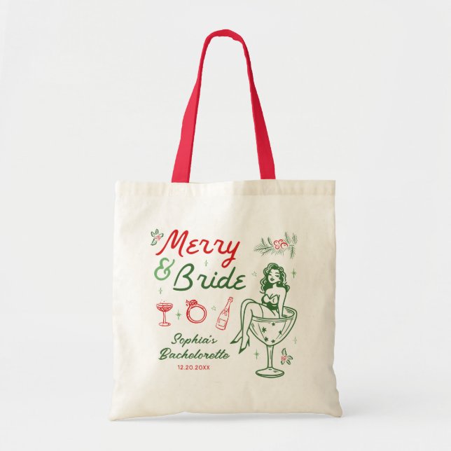 Bolsa Tote Saco de Madrinha de Casamento Natal Alegre (Frente)