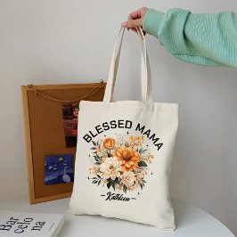 Bolsa Tote Saco de Mama Abençoada Floral Personalizada, Prese