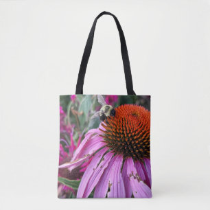 Bolsa Tote Saco de mão Abelha & Flor Rosa