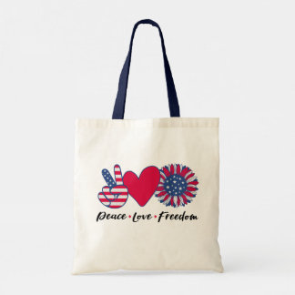 Bolsa Tote Saco de mão América. Paz. Amor. Liberdade.